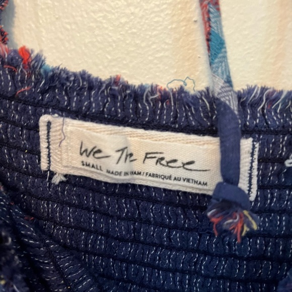Free People We the Free Sienna Plaid Navy Ruffle Top Size Small - Picture 7 of 10